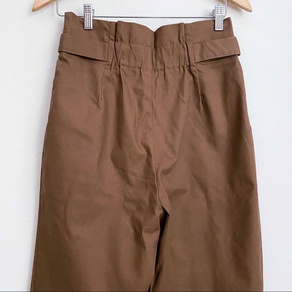 NWT hi rise paper bag pants w button in camel - Picture 10 of 13